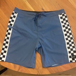 Vans Men's Blue and Black Checkered Board Shorts